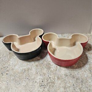 Le Creuset Stoneware Disney Mickey Mouse Ramekins Set Of 2 Red & Black